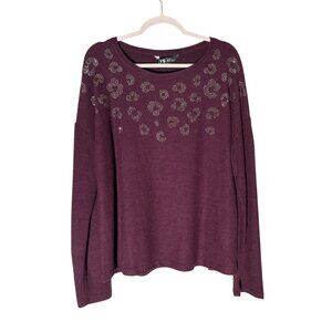 NWT LTS Long Tall Sally Purple Animal Embellished Viscose Blend Sweater Us 12